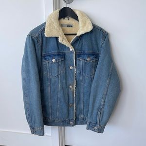 Topshop Original Sherpa Denim Jacket US6